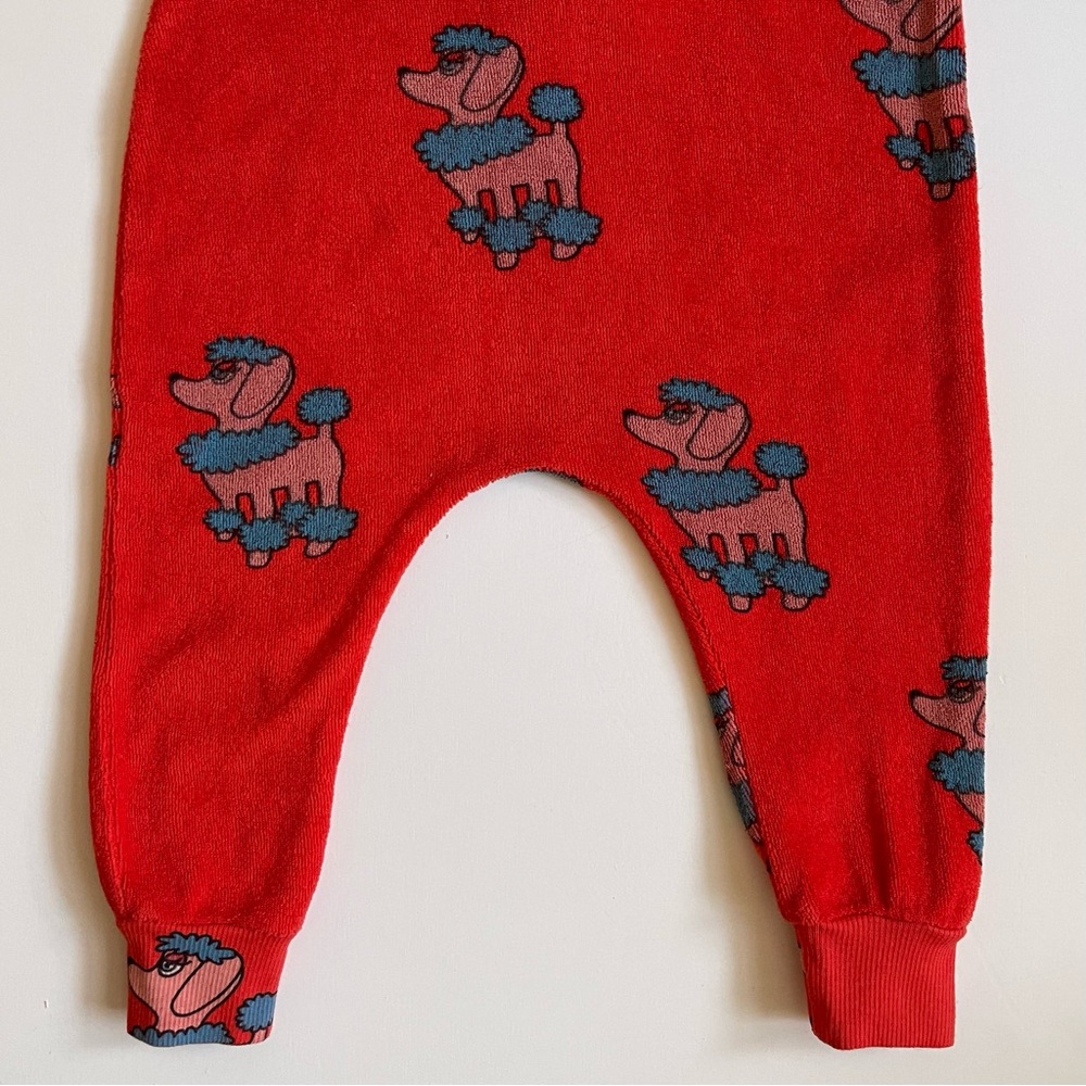 Hugo Loves Tiki Unisex Baby Red Terry Long Leg Romper - Poodle Print - 3-6M - Picture 11 of 14